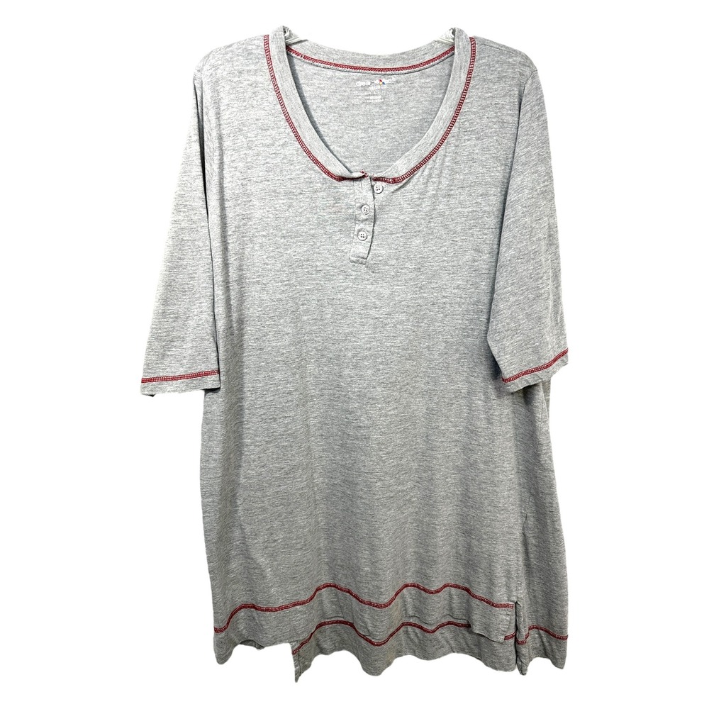 Dreams Co Roamans Plus Size 18W 20W‎ Nightgown Gray Sleep Shirt Short Sleeve 448